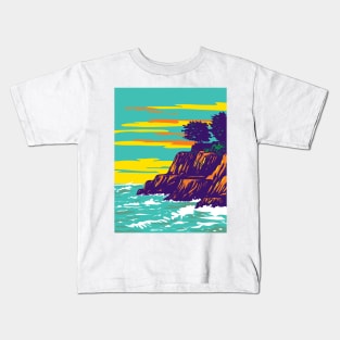 Pleasure Point Beach in Santa Cruz County California WPA Poster Art Kids T-Shirt